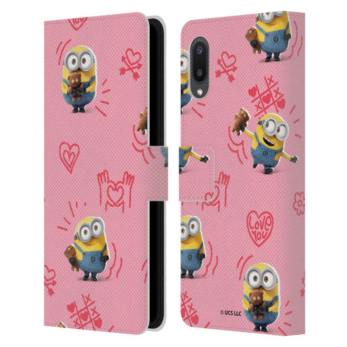 Minions Rise of Gru(2021) Valentines 2021 Bob Pattern Leather Book Wallet Case Cover For Samsung Galaxy A02/M02 (2021)