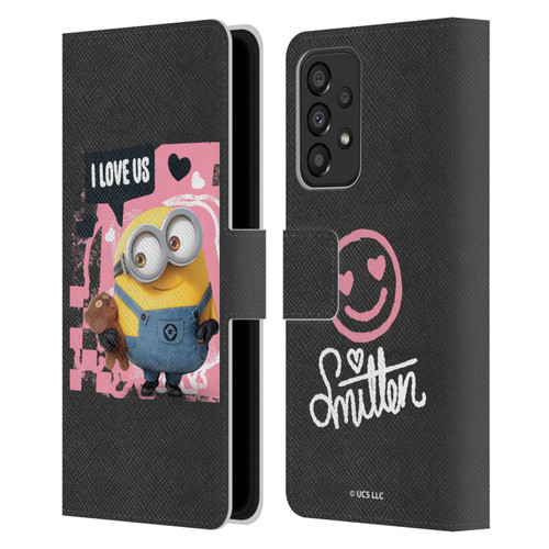 Minions Rise of Gru(2021) Valentines 2021 Bob Loves Bear Leather Book Wallet Case Cover For Samsung Galaxy A33 5G (2022)