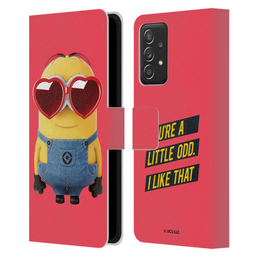 Minions Rise of Gru(2021) Valentines 2021 Heart Glasses Leather Book Wallet Case Cover For Samsung Galaxy A53 5G (2022)