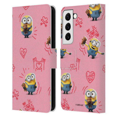 Minions Rise of Gru(2021) Valentines 2021 Bob Pattern Leather Book Wallet Case Cover For Samsung Galaxy S22 5G