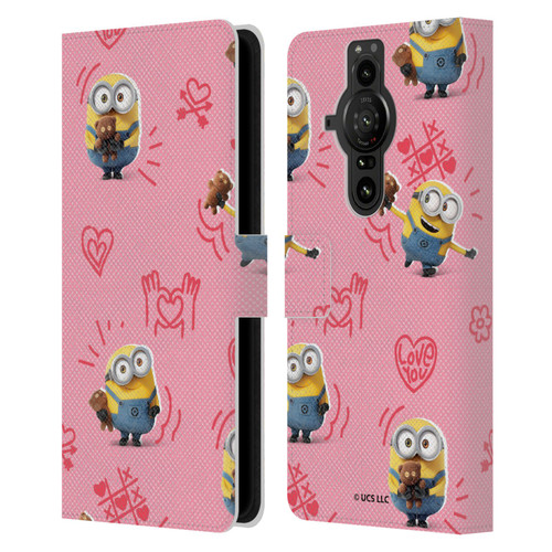 Minions Rise of Gru(2021) Valentines 2021 Bob Pattern Leather Book Wallet Case Cover For Sony Xperia Pro-I