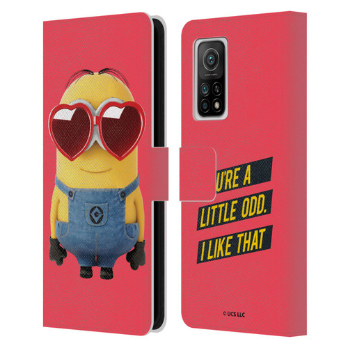 Minions Rise of Gru(2021) Valentines 2021 Heart Glasses Leather Book Wallet Case Cover For Xiaomi Mi 10T 5G