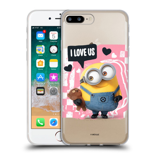 Minions Rise of Gru(2021) Valentines 2021 Bob Loves Bear Soft Gel Case for Apple iPhone 7 Plus / iPhone 8 Plus