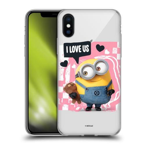Minions Rise of Gru(2021) Valentines 2021 Bob Loves Bear Soft Gel Case for Apple iPhone X / iPhone XS
