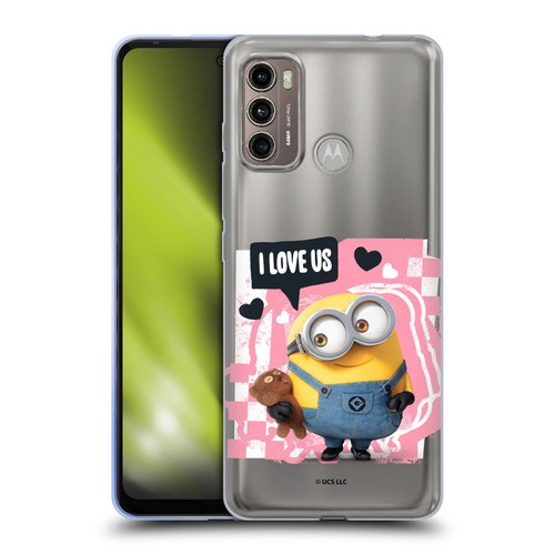 Minions Rise of Gru(2021) Valentines 2021 Bob Loves Bear Soft Gel Case for Motorola Moto G60 / Moto G40 Fusion