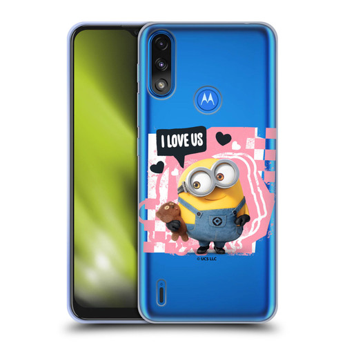 Minions Rise of Gru(2021) Valentines 2021 Bob Loves Bear Soft Gel Case for Motorola Moto E7 Power / Moto E7i Power