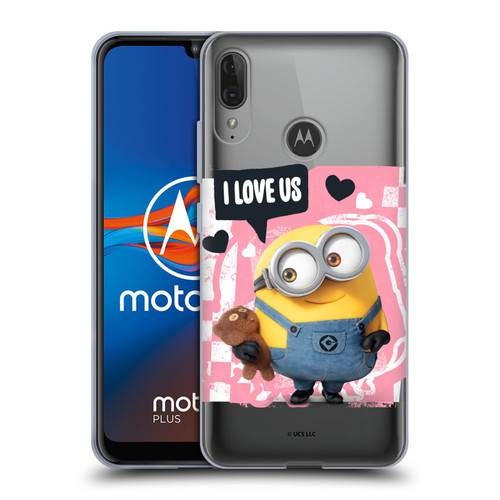 Minions Rise of Gru(2021) Valentines 2021 Bob Loves Bear Soft Gel Case for Motorola Moto E6 Plus