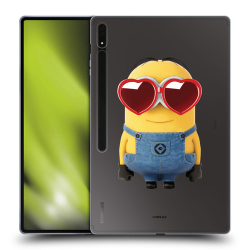 Minions Rise of Gru(2021) Valentines 2021 Heart Glasses Soft Gel Case for Samsung Galaxy Tab S8 Ultra
