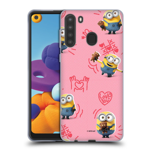 Minions Rise of Gru(2021) Valentines 2021 Bob Pattern Soft Gel Case for Samsung Galaxy A21 (2020)