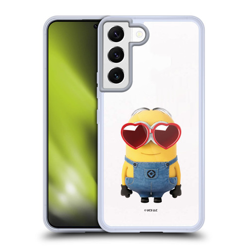 Minions Rise of Gru(2021) Valentines 2021 Heart Glasses Soft Gel Case for Samsung Galaxy S22 5G