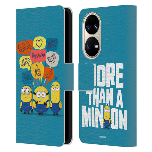 Minions Rise of Gru(2021) Graphics Speech Bubbles Leather Book Wallet Case Cover For Huawei P50