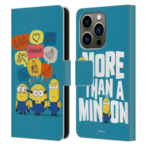 Minions Rise of Gru(2021) Graphics Speech Bubbles Leather Book Wallet Case Cover For Apple iPhone 14 Pro