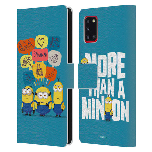 Minions Rise of Gru(2021) Graphics Speech Bubbles Leather Book Wallet Case Cover For Samsung Galaxy A31 (2020)