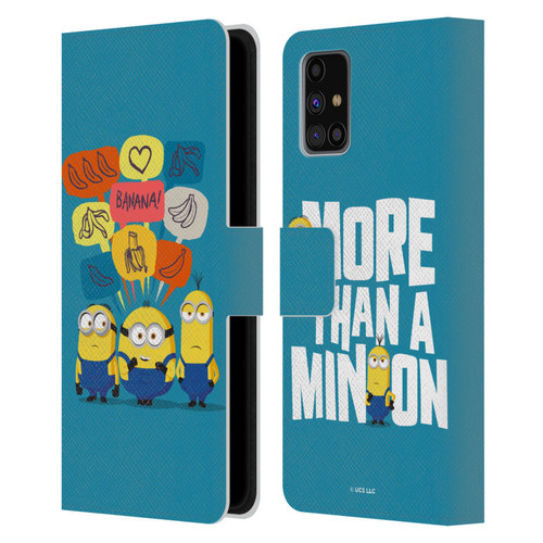 Minions Rise of Gru(2021) Graphics Speech Bubbles Leather Book Wallet Case Cover For Samsung Galaxy M31s (2020)