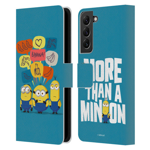 Minions Rise of Gru(2021) Graphics Speech Bubbles Leather Book Wallet Case Cover For Samsung Galaxy S22+ 5G