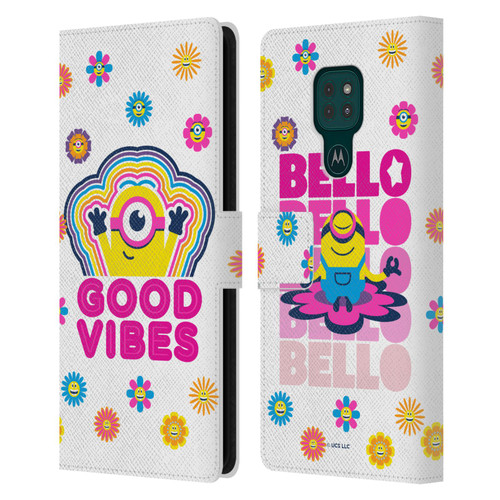 Minions Rise of Gru(2021) Day Tripper Good Vibes Leather Book Wallet Case Cover For Motorola Moto G9 Play