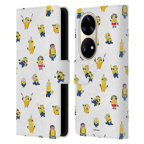 Minions Rise of Gru(2021) Humor Costume Pattern Leather Book Wallet Case Cover For Huawei P50 Pro