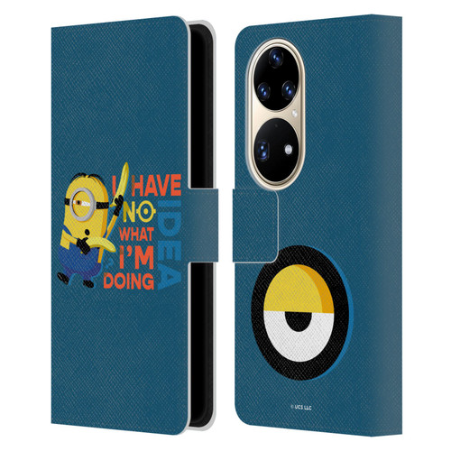 Minions Rise of Gru(2021) Humor No Idea Leather Book Wallet Case Cover For Huawei P50 Pro