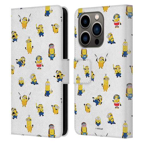 Minions Rise of Gru(2021) Humor Costume Pattern Leather Book Wallet Case Cover For Apple iPhone 14 Pro