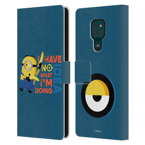 Minions Rise of Gru(2021) Humor No Idea Leather Book Wallet Case Cover For Motorola Moto G9 Play