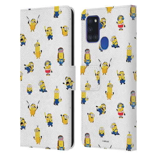 Minions Rise of Gru(2021) Humor Costume Pattern Leather Book Wallet Case Cover For Samsung Galaxy A21s (2020)