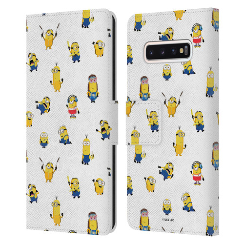 Minions Rise of Gru(2021) Humor Costume Pattern Leather Book Wallet Case Cover For Samsung Galaxy S10