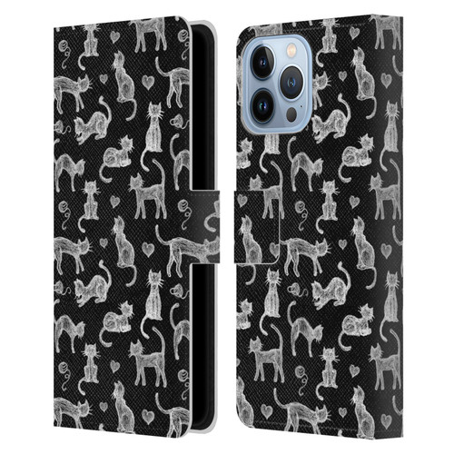 Micklyn Le Feuvre Animals Teachers Pet Chalkboard Cats Leather Book Wallet Case Cover For Apple iPhone 13 Pro Max