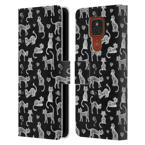 Micklyn Le Feuvre Animals Teachers Pet Chalkboard Cats Leather Book Wallet Case Cover For Motorola Moto E7 Plus