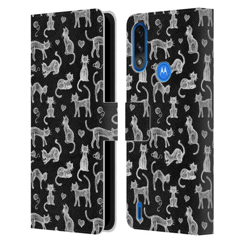 Micklyn Le Feuvre Animals Teachers Pet Chalkboard Cats Leather Book Wallet Case Cover For Motorola Moto E7 Power / Moto E7i Power