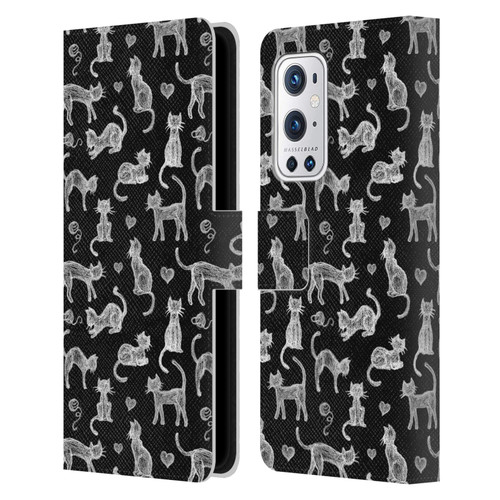 Micklyn Le Feuvre Animals Teachers Pet Chalkboard Cats Leather Book Wallet Case Cover For OnePlus 9 Pro