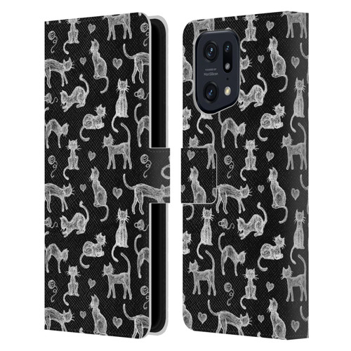 Micklyn Le Feuvre Animals Teachers Pet Chalkboard Cats Leather Book Wallet Case Cover For OPPO Find X5 Pro