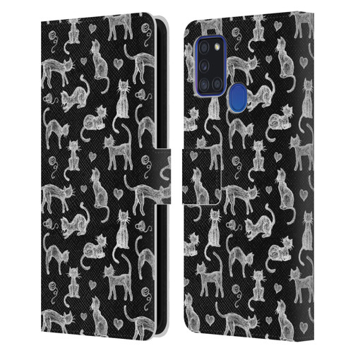 Micklyn Le Feuvre Animals Teachers Pet Chalkboard Cats Leather Book Wallet Case Cover For Samsung Galaxy A21s (2020)