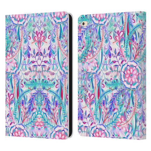 Micklyn Le Feuvre Florals Burst in Pink and Teal Leather Book Wallet Case Cover For Apple iPad Air 2 (2014)