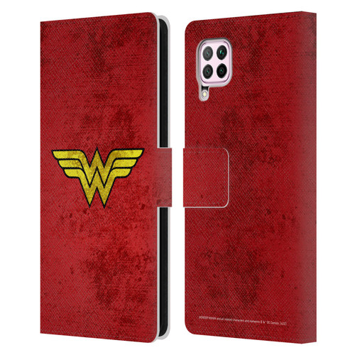 Wonder Woman DC Comics Logos Distressed Leather Book Wallet Case Cover For Huawei Nova 6 SE / P40 Lite