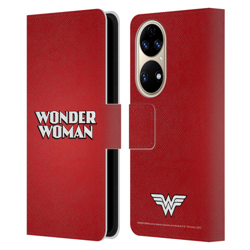 Wonder Woman DC Comics Logos Text Leather Book Wallet Case Cover For Huawei P50