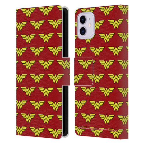 Wonder Woman DC Comics Logos Pattern Leather Book Wallet Case Cover For Apple iPhone 11