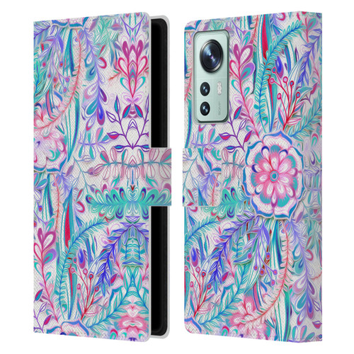 Micklyn Le Feuvre Florals Burst in Pink and Teal Leather Book Wallet Case Cover For Xiaomi 12
