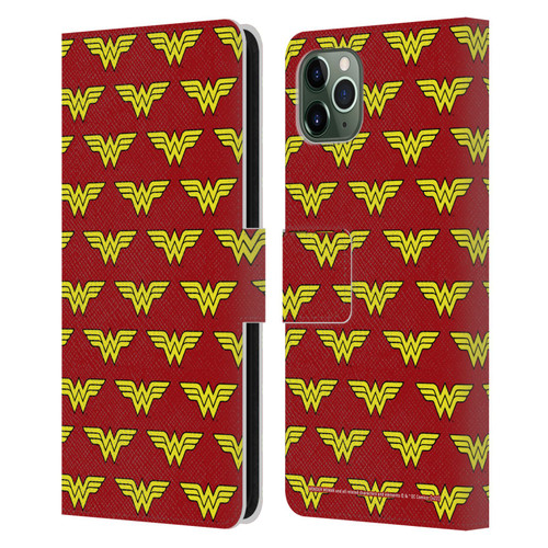 Wonder Woman DC Comics Logos Pattern Leather Book Wallet Case Cover For Apple iPhone 11 Pro Max