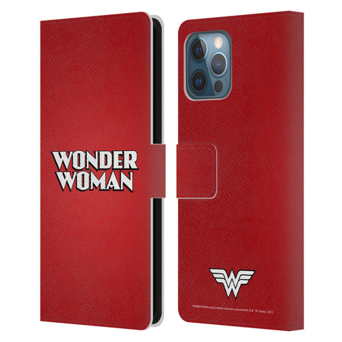 Wonder Woman DC Comics Logos Text Leather Book Wallet Case Cover For Apple iPhone 12 Pro Max