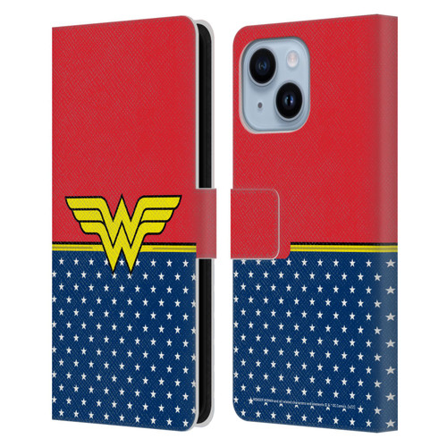 Wonder Woman DC Comics Logos Costume Leather Book Wallet Case Cover For Apple iPhone 14 Plus