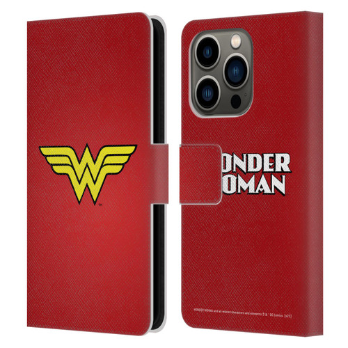 Wonder Woman DC Comics Logos Classic Leather Book Wallet Case Cover For Apple iPhone 14 Pro