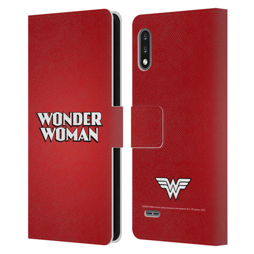 Wonder Woman DC Comics Logos Text Leather Book Wallet Case Cover For LG K22