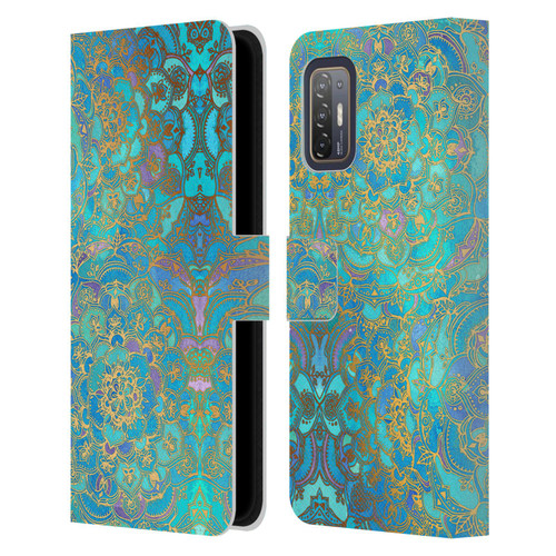 Micklyn Le Feuvre Mandala Sapphire and Jade Leather Book Wallet Case Cover For HTC Desire 21 Pro 5G