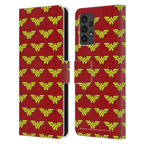 Wonder Woman DC Comics Logos Pattern Leather Book Wallet Case Cover For Samsung Galaxy A13 (2022)