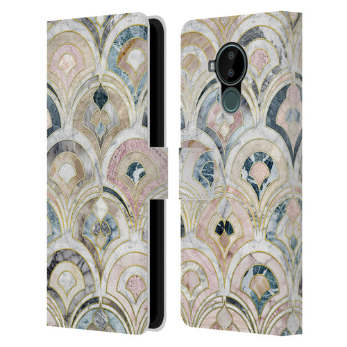 Micklyn Le Feuvre Marble Patterns Art Deco Tiles In Soft Pastels Leather Book Wallet Case Cover For Nokia C30