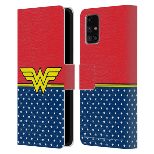 Wonder Woman DC Comics Logos Costume Leather Book Wallet Case Cover For Samsung Galaxy M31s (2020)