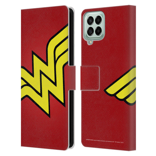 Wonder Woman DC Comics Logos Oversized Leather Book Wallet Case Cover For Samsung Galaxy M33 (2022)