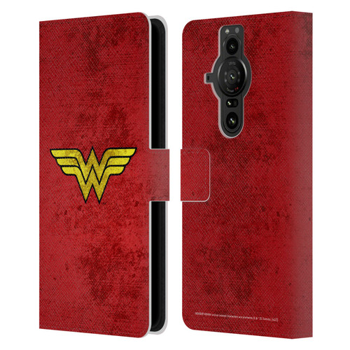 Wonder Woman DC Comics Logos Distressed Leather Book Wallet Case Cover For Sony Xperia Pro-I