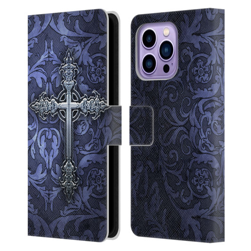 Brigid Ashwood Crosses Gothic Leather Book Wallet Case Cover For Apple iPhone 14 Pro Max