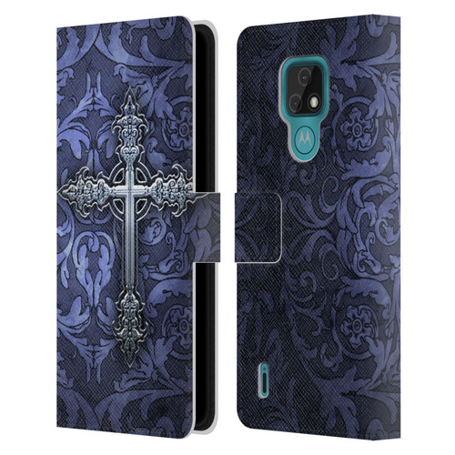 Brigid Ashwood Crosses Gothic Leather Book Wallet Case Cover For Motorola Moto E7